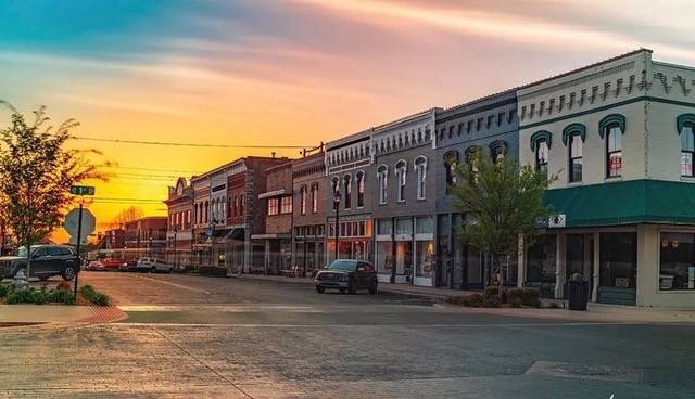 Street near the office at sunset